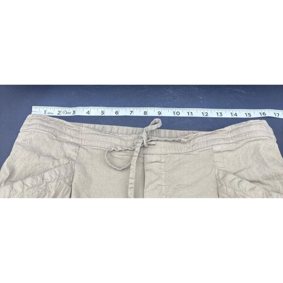 Athleta Women’s Tan Flax Paradise Mid Rise Linen Blend Pull On Cargo Pants Sz M - Picture 12 of 15